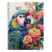 Papagei Notebook farbenfrohe Blumenkunst Notizblock (Vorderseite)