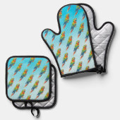 Papagei Ofenhandschuh & Topflappen-Set (Vorderseite/Rückseite)