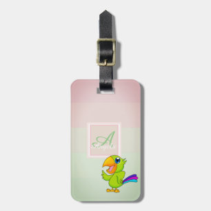 Papagei Ombre gestreift  Monogramm-personalisiert Gepäckanhänger