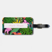 Papagei, Palm-Blätter, Caudata Monogramm Personali Gepäckanhänger (Rückseite horizontal)