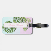 Papagei, Palm-Blätter, Caudata Monogramm Personali Gepäckanhänger (Rückseite horizontal)