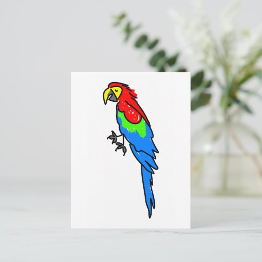 Papagei Postkarte (Stehend Vorderseite)