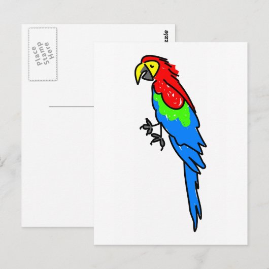 Papagei Postkarte (Vorne/Hinten)