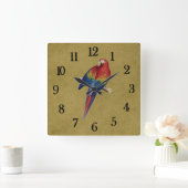 Papagei Quadratische Wanduhr (Zuhause)