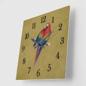 Papagei Quadratische Wanduhr (Winkel)