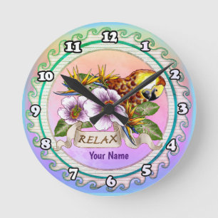 Papagei Relax Runde Wanduhr