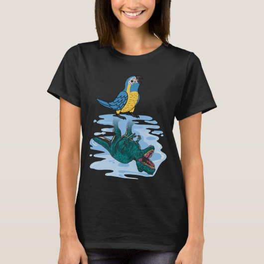 Papagei & Rex Reflektion I Blauer Rasen T-Shirt (Vorderseite)