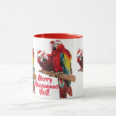 Papagei Rote Vögel Frohe Weihnachten Macaw Rote Ta Tasse (Zentrum)