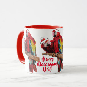 Papagei Rote Vögel Frohe Weihnachten Macaw Rote Ta Tasse