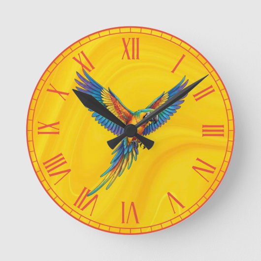 Papagei Runde Wanduhr (Vorderseite)