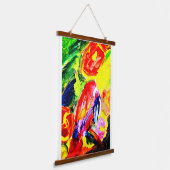 Papagei Sommerfreude Wandteppich Mit Holzrahmen (Gewinkelt)