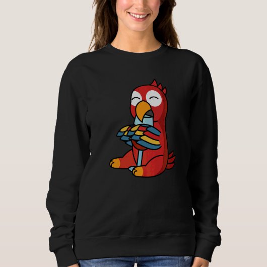 Papagei trinkt Wein Haustier Sweatshirt (Vorderseite)