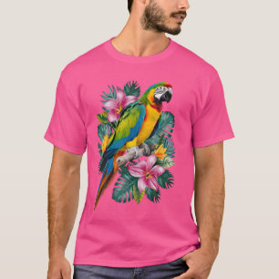 Papagei Tropenvogel Urlaub Strand Vintage Blume T-Shirt