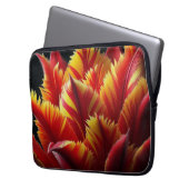 Papagei Tulip Blumenrot und Gelb Laptopschutzhülle (Vorderseite Links)