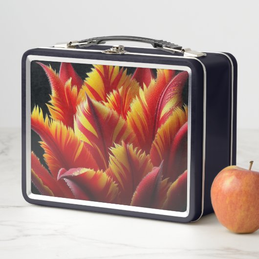 Papagei Tulip Blumenrot und Gelb Metall Brotdose (Beispiel)