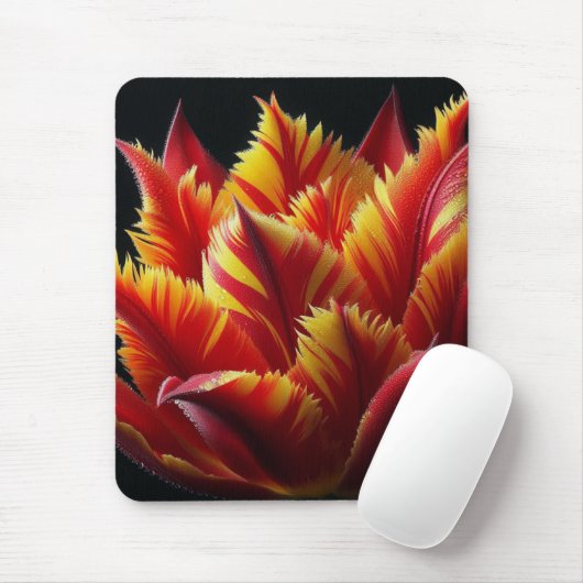 Papagei Tulip Blumenrot und Gelb Mousepad (Mit Mouse)