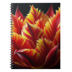 Papagei Tulip Blumenrot und Gelb Notizblock
