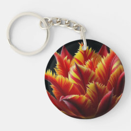 Papagei Tulip Blumenrot und Gelb Schlüsselanhänger