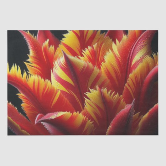 Papagei Tulip Blumenrot und Gelb Seidenpapier (Vorderseite)