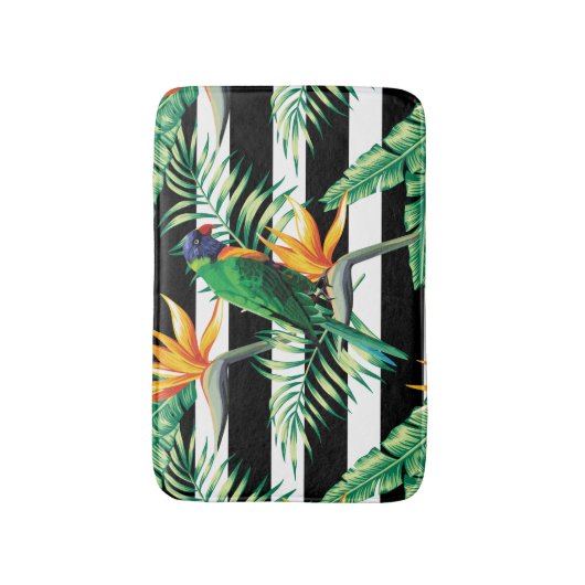 Papagei- und Blumenmuster Badematte (Vorderseite Vertikal)