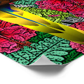 Papagei und Hibiskus hawaiianisches Druckdesign Poster (Ecke)