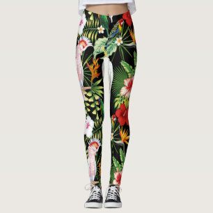 Papagei und Macaw mit tropischem Pflanzen-Muster Leggings