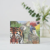 Papagei und Tiger Postkarte (Stehend Vorderseite)