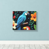 Papagei und Tukan in einem bedeckten Wald Leinwanddruck (Insitu (Holzboden))
