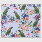 Papagei unter den Blüten Geschenkpapier (Flach)