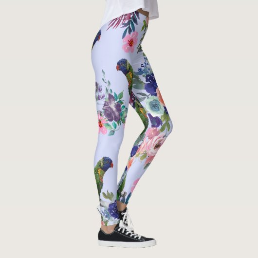 Papagei unter den Blüten Leggings (Rechts)
