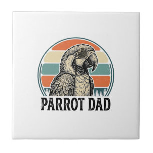 Papagei Vater Vintage Sonnenuntergang Gravur Shirt Fliese
