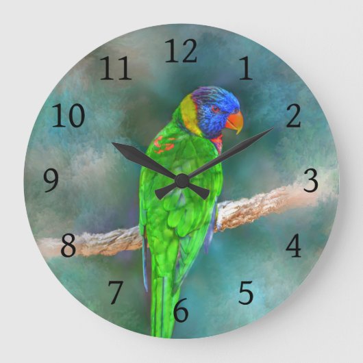 Papagei-Vogel 80 Große Wanduhr (Vorderseite)