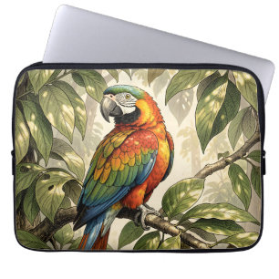 Papagei Vogel auf Baum Zeichnung Laptopschutzhülle