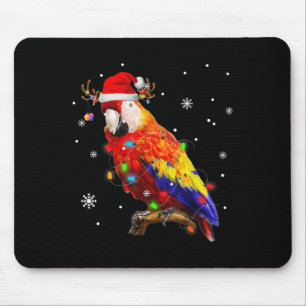 Papagei Weihnachtsmann Hut Rentier Weihnachtslicht Mousepad