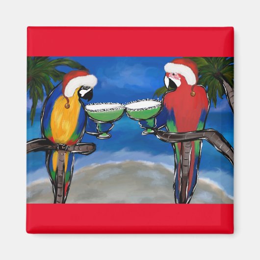 Papagei Weihnachtsmann Magnet (Vorne)