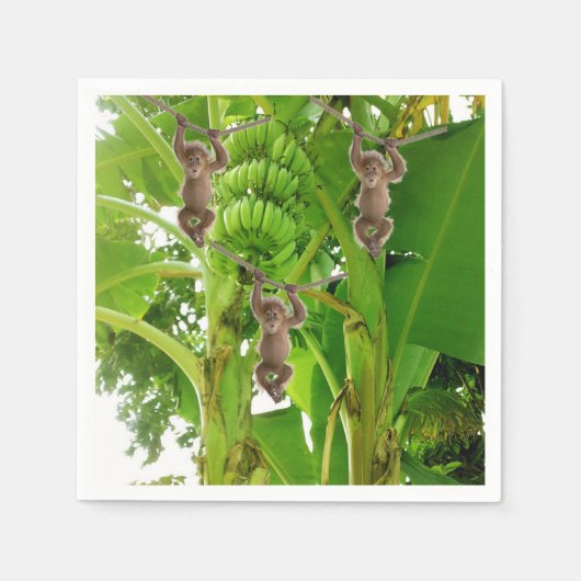 Papageien, Affen, Bananenbaum Serviette (Vorderseite)