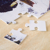 Papageien auf Zweig mit Teich, Felsen, Blume Puzzle (Seite)