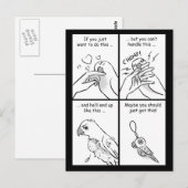 Papageien beißen postkarte (Vorne/Hinten)