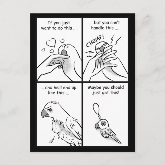 Papageien beißen postkarte (Vorderseite)