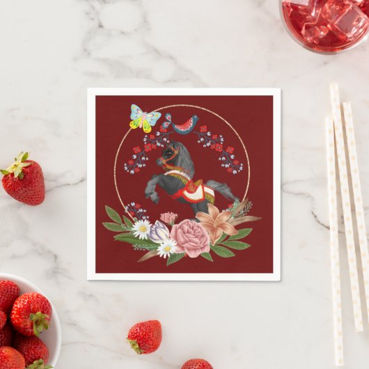 Papageien, Blume der Pferdeblume Schmetterling Serviette (Beispiel)