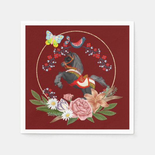 Papageien, Blume der Pferdeblume Schmetterling Serviette (Vorderseite)