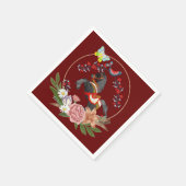 Papageien, Blume der Pferdeblume Schmetterling Serviette (Ecke)