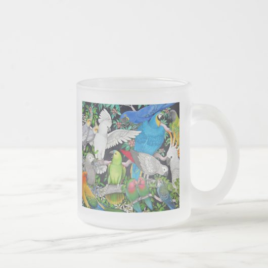 Papageien der Weltmattierten GlasTasse Mattglastasse (Rechts)