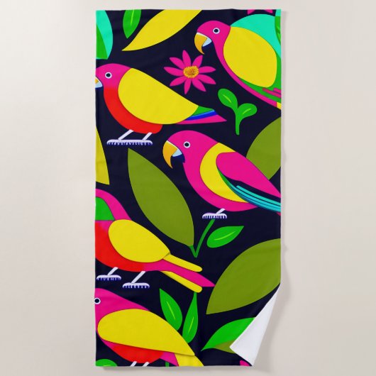 Papageien Design Baumwoll-Strandtuch Strandtuch (Vorderseite)