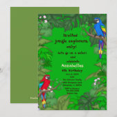 Papageien-Dschungel-Geburtstags-Einladung Einladung (Vorne/Hinten)