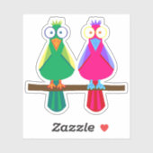 Papageien farbenfrohe Großaugenfiguren Aufkleber (Blatt)