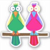 Papageien farbenfrohe Großaugenfiguren Aufkleber (Vorderseite)