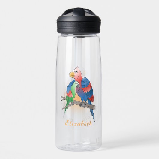 Papageien Frohen Muttertag Trinkflasche (Vorne)