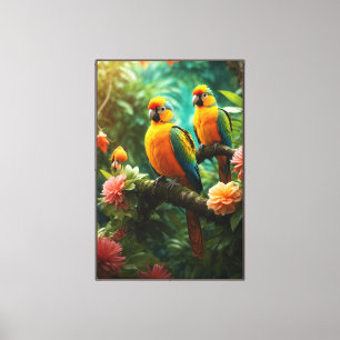 Papageien Gestrickte Canvas Print Leinwanddruck