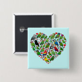 Papageien-Herz Button (Vorne & Hinten)